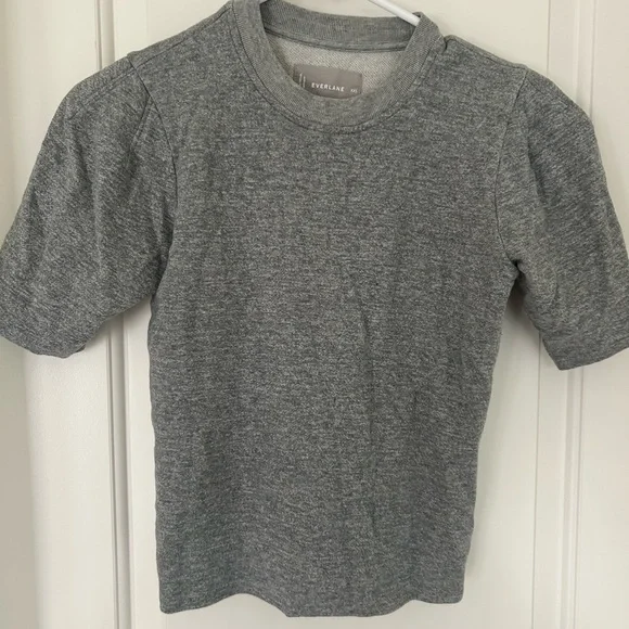 Everlane Heather Gray Women’s French Terry Puff Sleeve Tee Size XXS - Picture 2 of 5